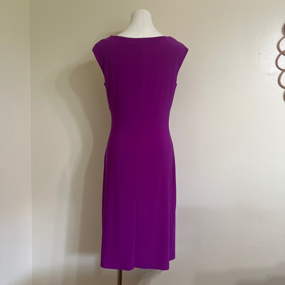 Lauren Ralph Lauren Purple Cowl Neck Ruched Sheath Dress Womens Cocktail Formal - Picture 3 of 8